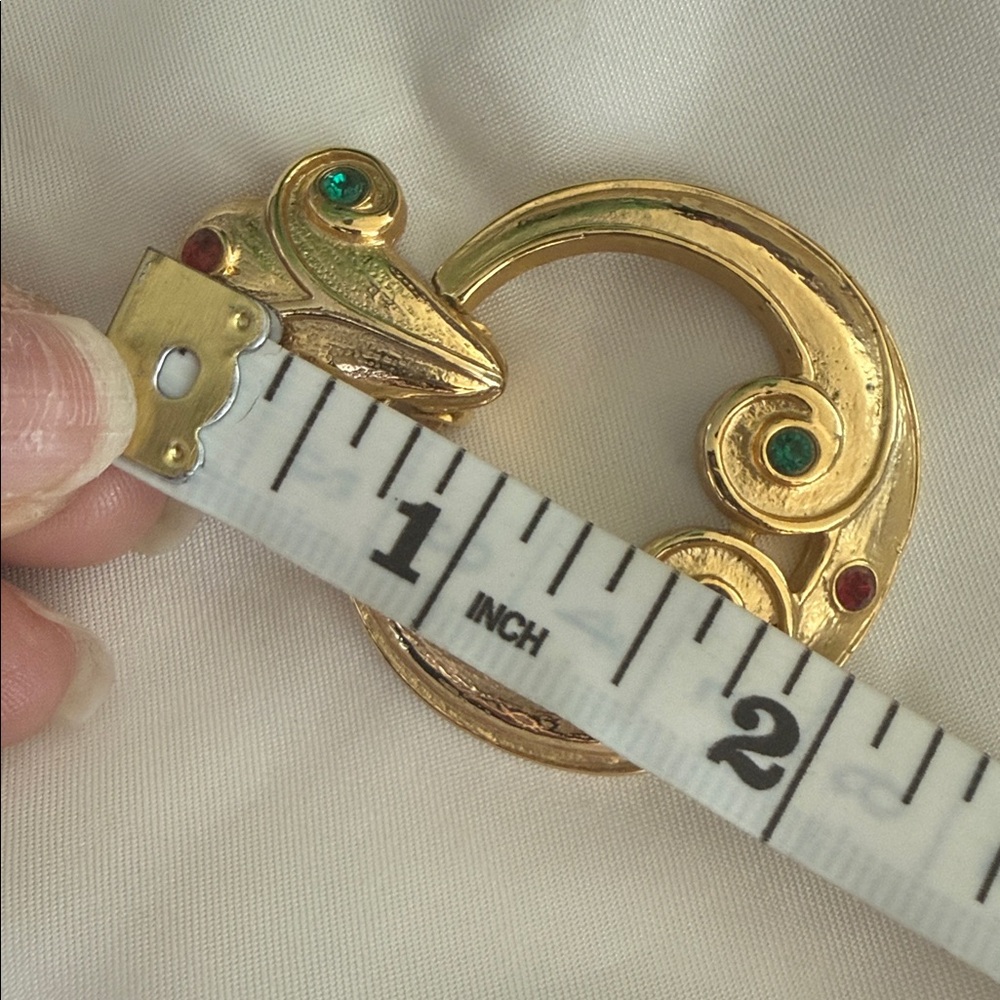 Vintage 1980s Door Knocker Clip- On Earrings Gold Tone with Multi-Color Stones - Picture 7 of 8